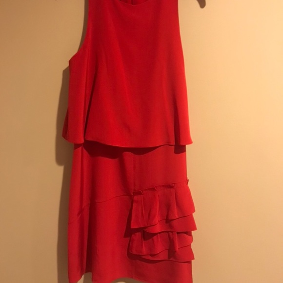Tibi Dresses & Skirts - Red Tibi Cocktail Dress with ruffle